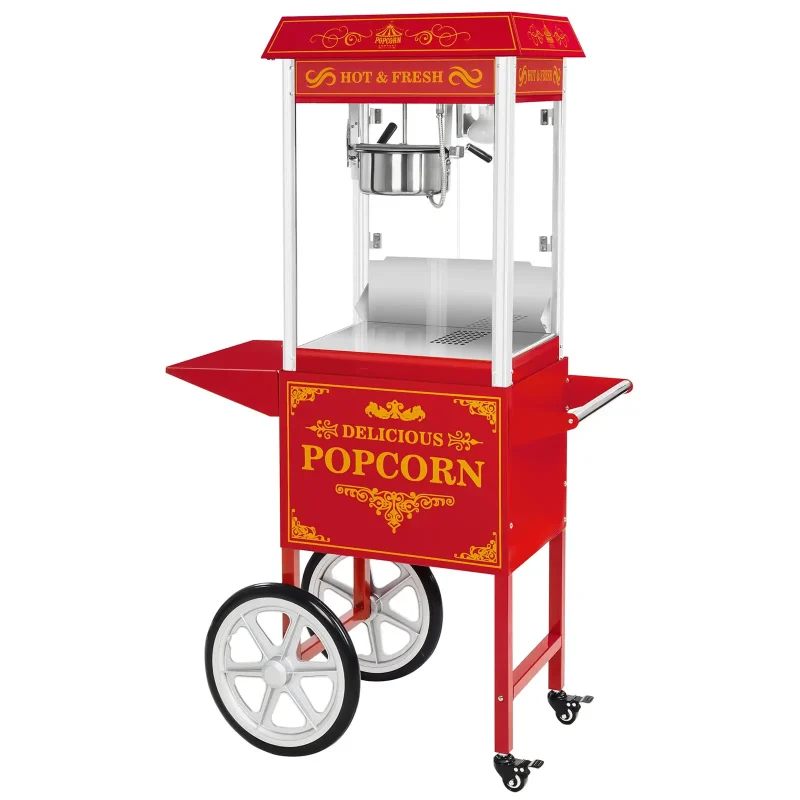 Popcornmaskine med vogn 88 L - 1500 W - retrodesign - 94 x 51 x 156 cm