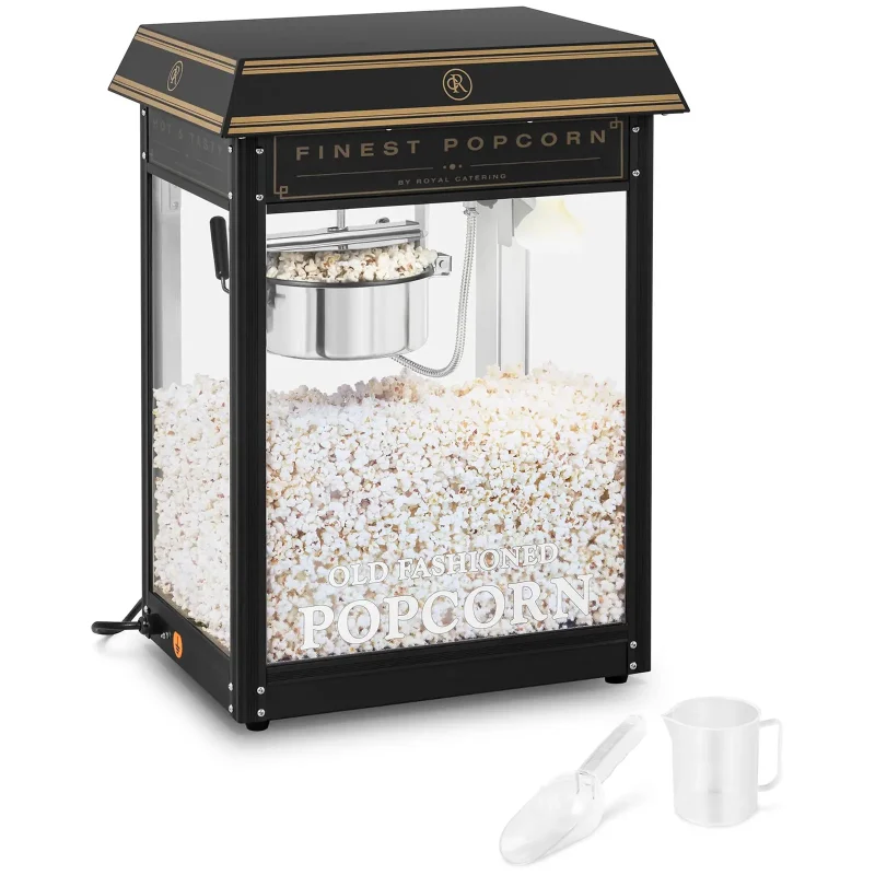 Popcornmaskine 88 L - 1600 W - sort og guld - 56 x 42 x 76 cm