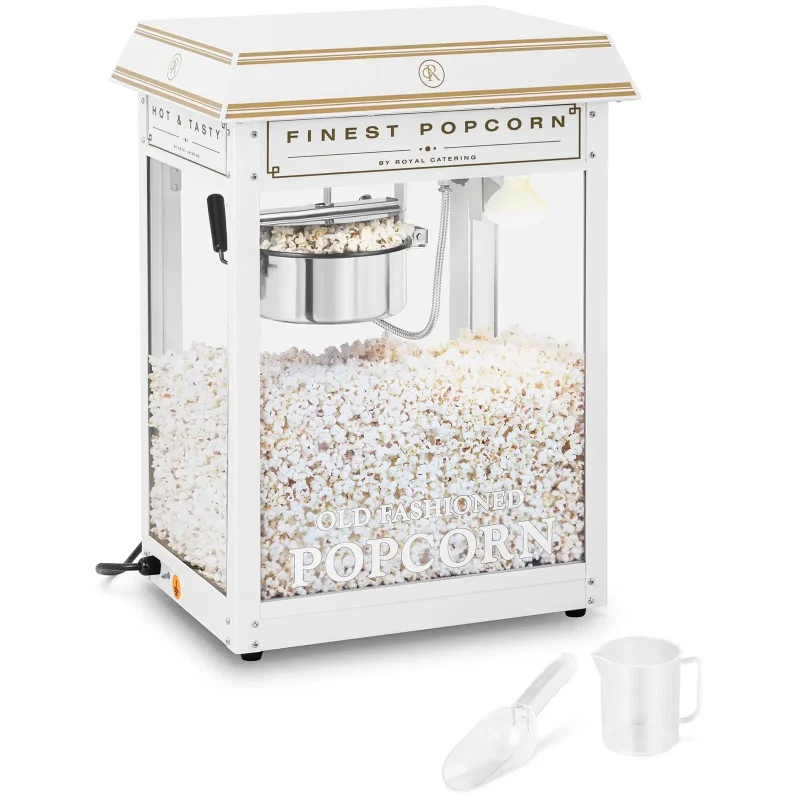 Popcornmaskine 88 L - 1600 W - hvid og guld - 56 x 42 x 76 cm