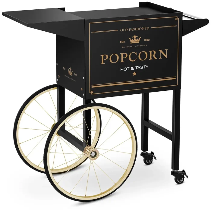 Vogn til popcornmaskine - sort og guld - 93 x 50 x 88 cm