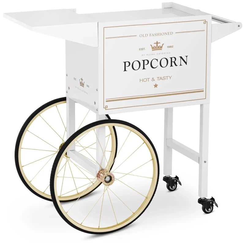 Vogn til popcornmaskine - hvid og guld - 93 x 40 x 88 cm