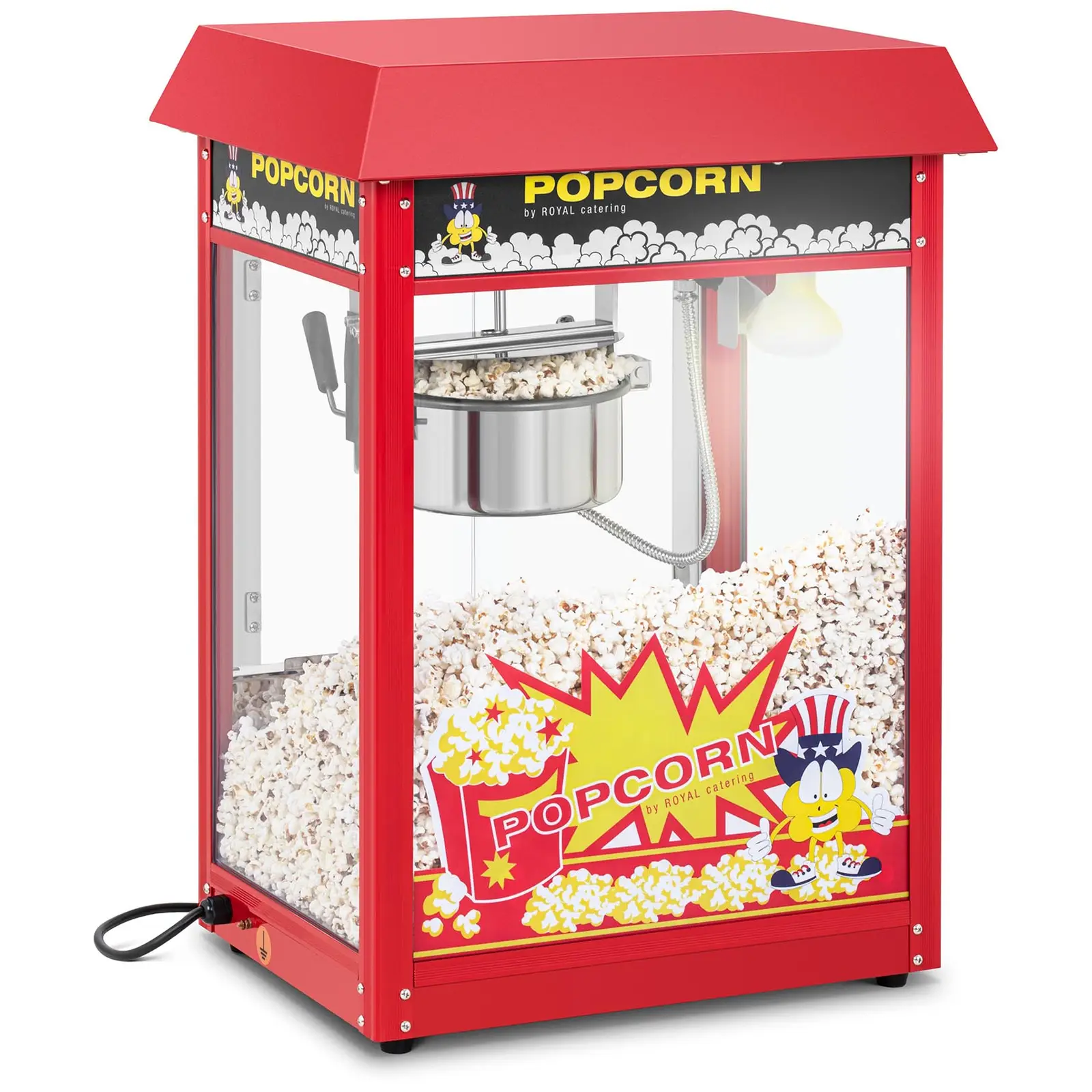 Popcornmaskine 88 L - 1600 W - retrodesign - rød - 76 x 56 x 42 cm - Slushicebutik Popcornmaskine 88 L - 1600 W - retrodesign - rød - 76 x 56 x 42 cm